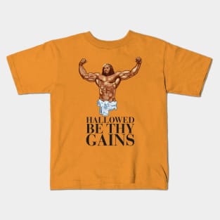 Hallowed be thy gains - Swole Jesus - Jesus is your homie so remember to pray to become swole af! Light Kids T-Shirt